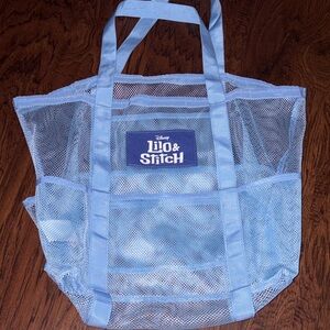 Disney Lilo & Stitch Sky Blue Mesh Beach Tote